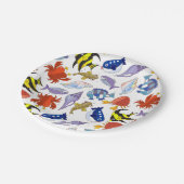 Farbige Cartoon Meereswelt Party Pappteller (Schrägansicht)