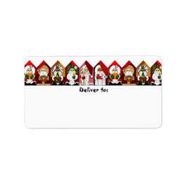 Farbige Cartoon Santas Weihnachtsadressen Labels Adressaufkleber