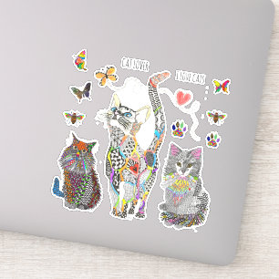 Farbige Cat Bee und Butterfly-Vinyl-Aufkleber Aufkleber