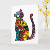 Farbige Cat Card Karte (Gelbe Blume)
