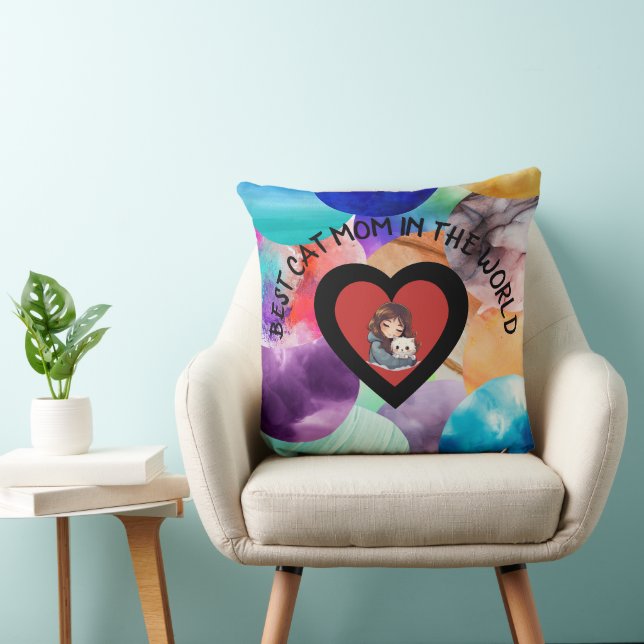 Farbige Cat Mama Summer Beachy Modern Throw Kissen (Stuhl )