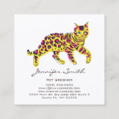 Farbige Cat Pet Groomer Square Business Card Quadratische Visitenkarte (Rückseite)