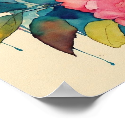 Farbige Cat Silhouette Watercolor Wall Poster (Ecke)