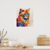 Farbige Cat Silhouette Watercolor Wall Poster (Küche)