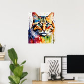 Farbige Cat Silhouette Watercolor Wall Poster (Heimbüro)