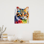 Farbige Cat Silhouette Watercolor Wall Poster (Küche)