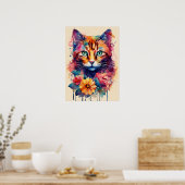 Farbige Cat Silhouette Watercolor Wall Poster (Küche)