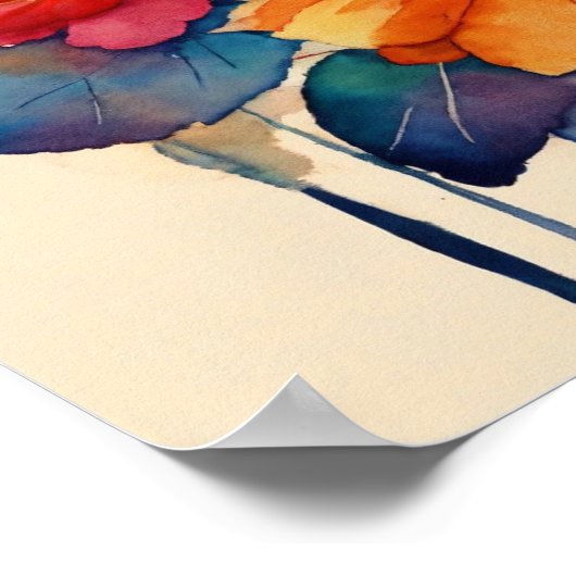 Farbige Cat Silhouette Watercolor Wall Poster (Ecke)