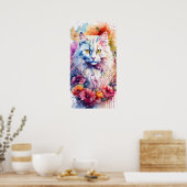 Farbige Cat Silhouette Watercolor Wall Poster (Küche)