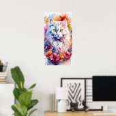 Farbige Cat Silhouette Watercolor Wall Poster (Heimbüro)