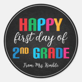 Farbige Chalkboard-Sticker für die 2. Klasse Runder Aufkleber