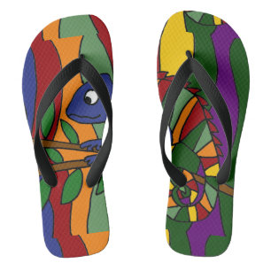 Farbige Chameleon Abstrakte Kunst Flip Flops Badesandalen