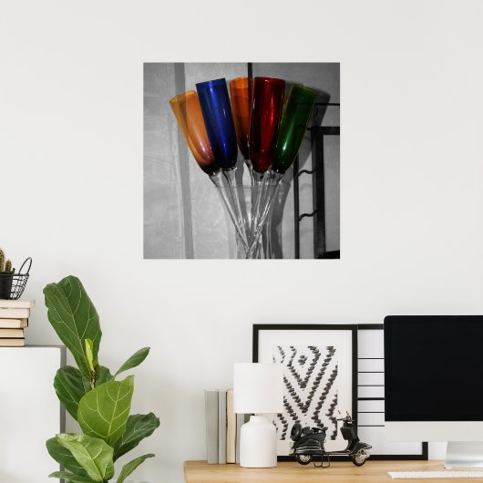 Farbige Champagnerflöten Poster (Heimbüro)