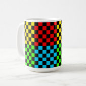 Farbige Checkerboard Retro Style Tasse Cup (Vorderseite Links)