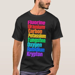 Farbige chemische Elemente Wissenschaftsgrafik T-Shirt