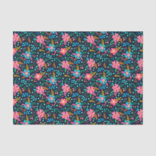 Farbige Chic Rosa Blaue Wildblumen Blumenmuster Seidenpapier