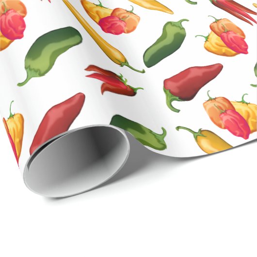 Farbige Chili-Paprikaschoten Geschenkpapier (Rolleneckpunkt)