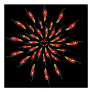 Farbige Chili-Pfeffer-Mandala-Kunst Poster