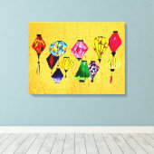 Farbige chinesische Laternen Leinwanddruck (Insitu (Holzboden))