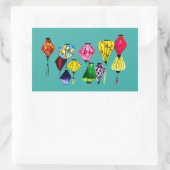 Farbige chinesische Laternen Rechteckiger Aufkleber (Tasche)