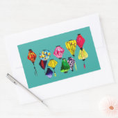 Farbige chinesische Laternen Rechteckiger Aufkleber (Umschlag)