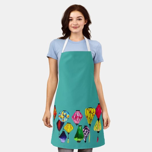 Farbige chinesische Laternen Schürze (Getragen)