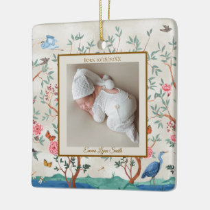 Farbige Chinoiserie mit Bilderrahmen Keramikornament