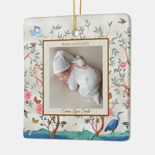 Farbige Chinoiserie mit Bilderrahmen Keramikornament (Links)