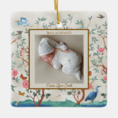 Farbige Chinoiserie mit Bilderrahmen Keramikornament (Vorderseite)