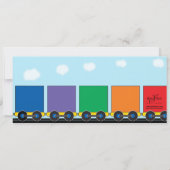 Farbige Choo Choo Bahn - Einladung zum Geburtstag (Rückseite)