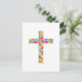 Farbige christliche Kreuz Postkarte (Stehend Vorderseite)