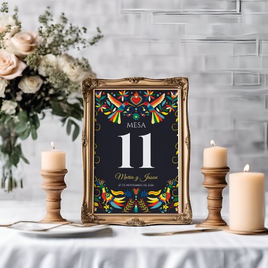 Farbige Cinco de Mayo Fiesta Spanische Hochzeit Tischnummer