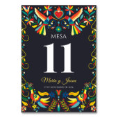 Farbige Cinco de Mayo Fiesta Spanische Hochzeit Tischnummer (Vorderseite)