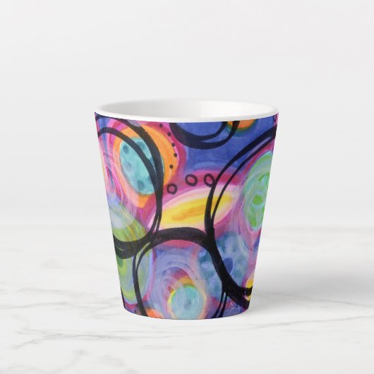 Farbige Circle Doodle Design Latte Tasse (Vorderseite)