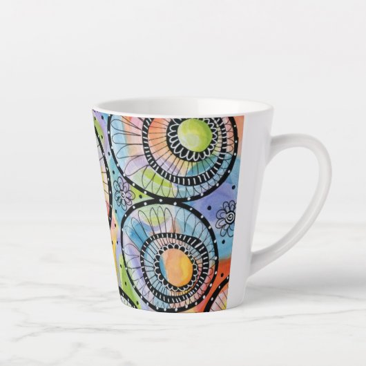 Farbige Circle Doodle Design Latte Tasse (Rechts)