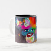 Farbige Clownfigur Zweifarbige Tasse (Vorderseite Links)
