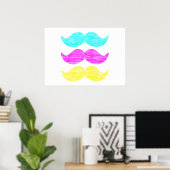 Farbige CMY Mustaches (Letterpress style) Poster (Heimbüro)