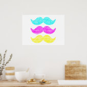Farbige CMY Mustaches (Letterpress style) Poster (Küche)