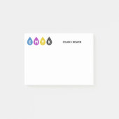 Farbige CMYK-Tintentropfen Post-it Klebezettel (Vorderseite)