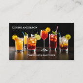 Farbige Cocktails Beruflicher Barkeeper Visitenkarte (Vorderseite)