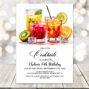 Farbige Cocktails Geburtstagsfeier Einladung