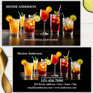 Farbige Cocktails Professioneller Barkeeper Visitenkarte