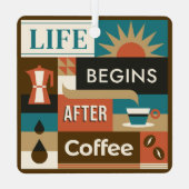 Farbige Coffee Quotes Ornament Aus Metall (Rückseite)