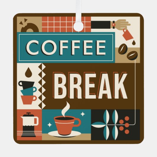 Farbige Coffee Quotes Ornament Aus Metall (Vorderseite)
