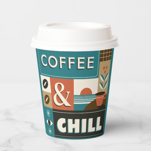 Farbige Coffee Quotes Pappbecher (Vorderseite)