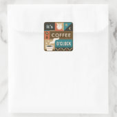 Farbige Coffee Quotes Quadratischer Aufkleber (Tasche)