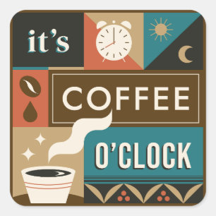 Farbige Coffee Quotes Quadratischer Aufkleber