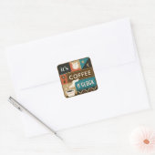 Farbige Coffee Quotes Quadratischer Aufkleber (Umschlag)