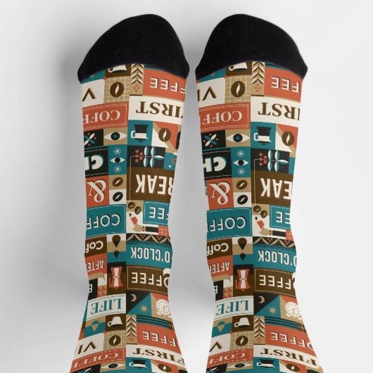 Farbige Coffee Quotes Socken (Oben)