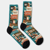 Farbige Coffee Quotes Socken (Rechts)